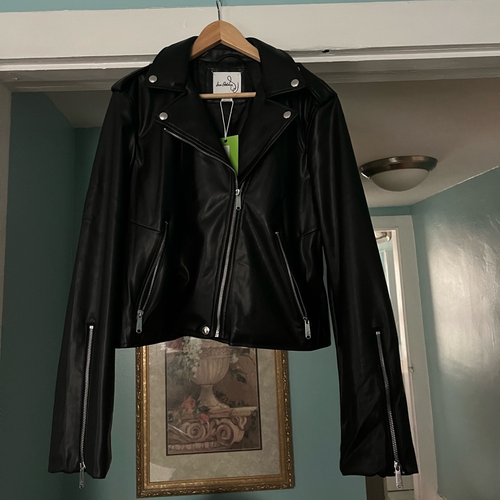 Sam Edelman faux vegan Leather Moto Jacket Women's Size XL